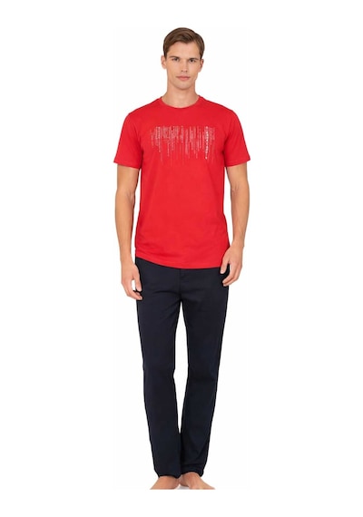 Pierre Cardin Penye Kısakol Pijama Takım Lk-pc6125 Kırmızı