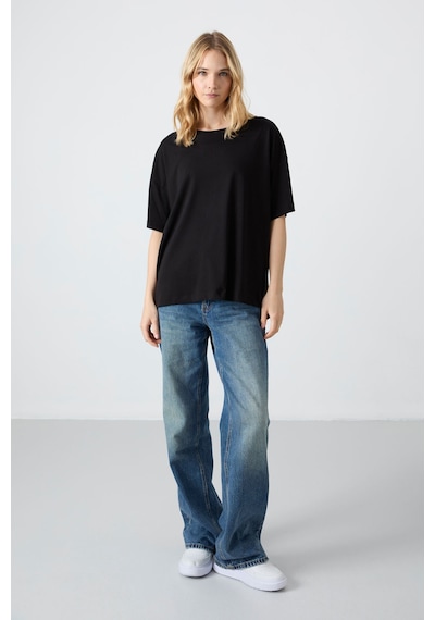 Oversize Fit Basic O Yaka 3lü Paket Siyah Kadın T-shirt 97285 SIYAH