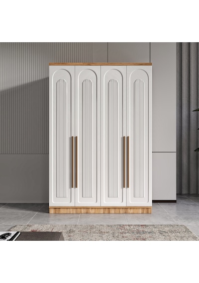 Flora 4 Kapaklı Komple Mdf Gardırop - Elbise Dolabı