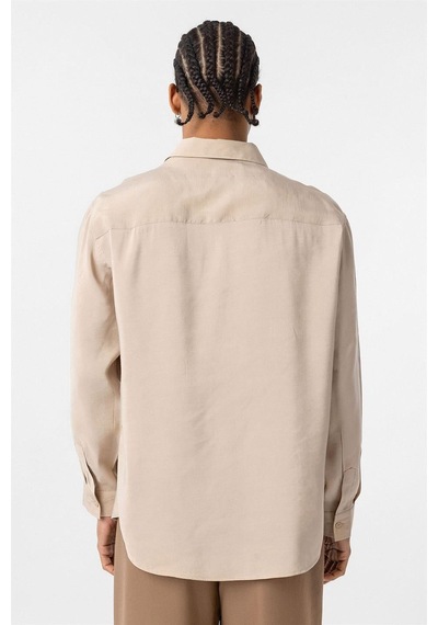 Vamos Oversize Modal Kumaş Gömlek Bej