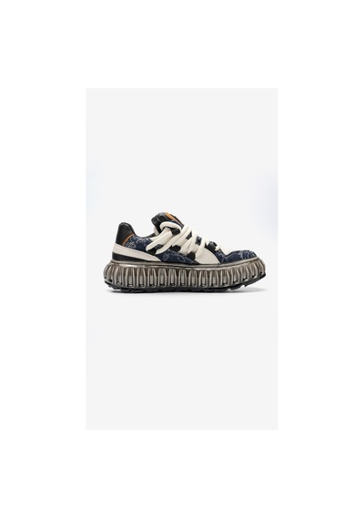 Hammer Jack Desenli Deri Yüksek Taban Erkek Sneaker Mavi