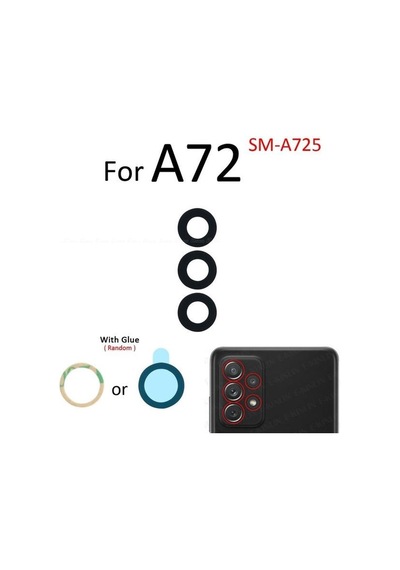 Tkgz Samsung Uyumlu Galaxy A72 Arka Kamera Camı Lens Yapışkanlı