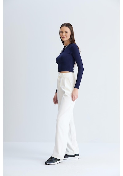 Sortie Collection Rahat Kesim Klasik Model Kumaş Pantolon Ekru