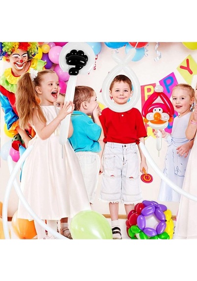Sosis Balon Helyum Balon Palyaço Balonu 10 Adet Beyaz Genel