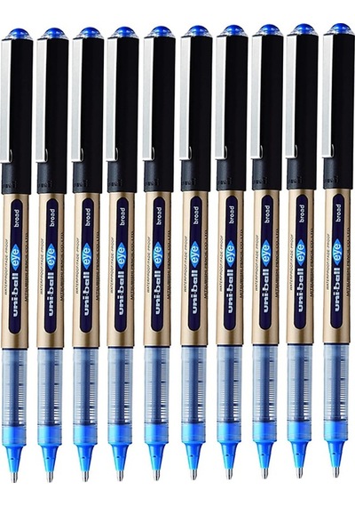 Mavi Pilot Kalem 10 Adet Uniball Eye Broad 1.0 Mm Roller Pilot Kalem Ub-150-10 Roller Uçlu Likit Mürekkepli Mavi