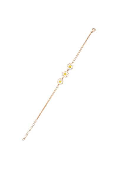 Gümüş Üçlü Rose Papatya Dizisi Bileklik -  B076401