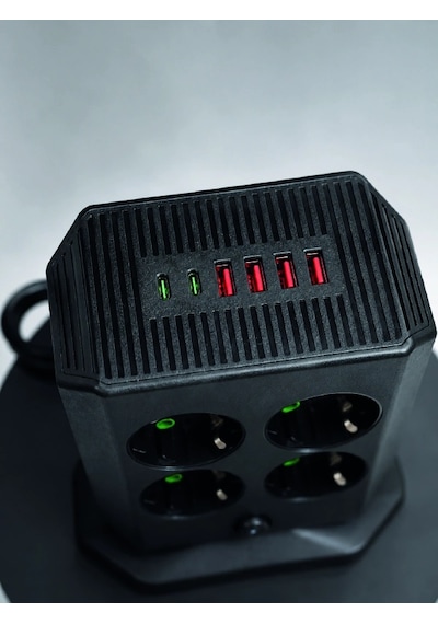 Dikey Priz Kulesi 8 Ac Priz 4 Usb 2 Typec Çocuk Korumalı Güç Dağıtıcı 0 - 2 M
