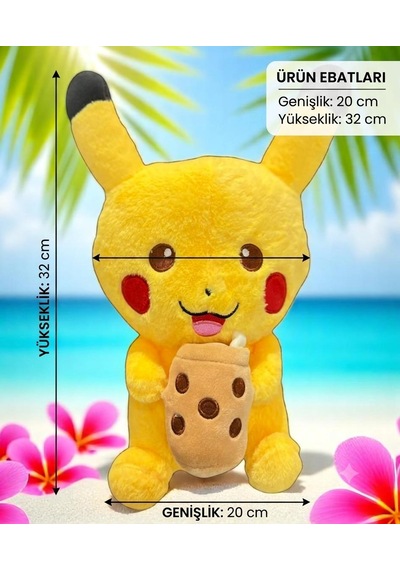 2li Pokemon Go Pikachu Peluş Oyuncak 32 Cm İthal Soft Kumaş Büyük Boy Uyku Oyun Arkadaşı Seti 2 Adet Sarı