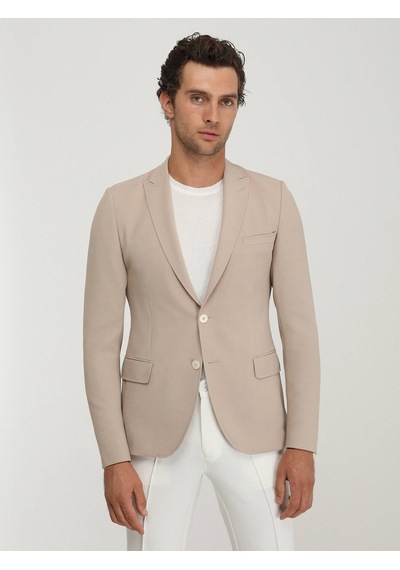 Kip Bej Düz Slim Fit Ceket 001