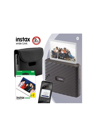 Fujifilm Instax Wide Link Akıllı Yazıcı + 20'li Film + Deri Çanta + Stand 4 Gri