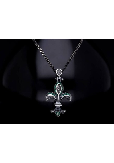 Vog Oksitli Fleur De Lis 1 Zirconia Taşlı 925 Ayar Gümüş Sevgiliye Eşe Babaya Kolye