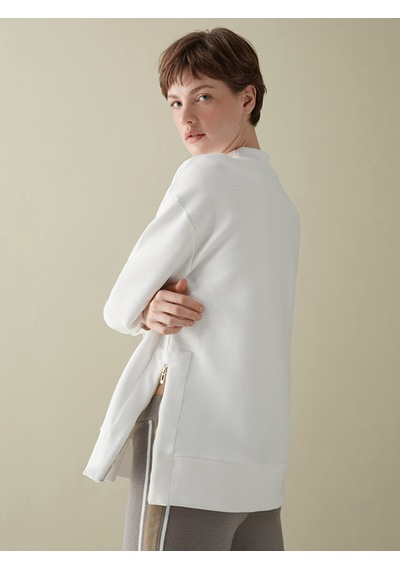 Lcwaıkıkı Classic Ekru Bisiklet Yaka Oversize Kadın Sweatshirt Tunik
