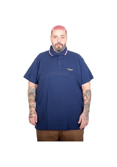 Mode Xl Büyük Beden Erkek Eagle Polo Yaka T-shirt 25315 Indıgo İndigo
