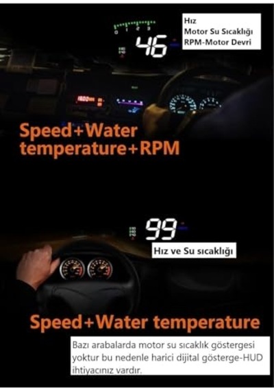 Hyundai Era-getz Araba Için Uyumlu Harici Dijital Hararet-hız-devir-voltaj Göstergesi Ekranı Hub Obd