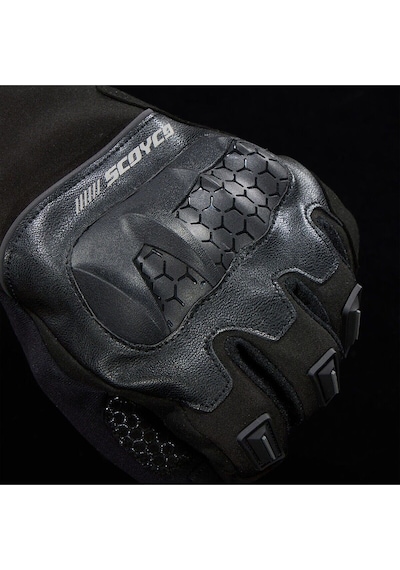 Motoanl Motosiklet Kışlık Eldiven Waterproof Oxford Ve Deri Kumaş Premium Motor Korumalı Eldiveni Siyah