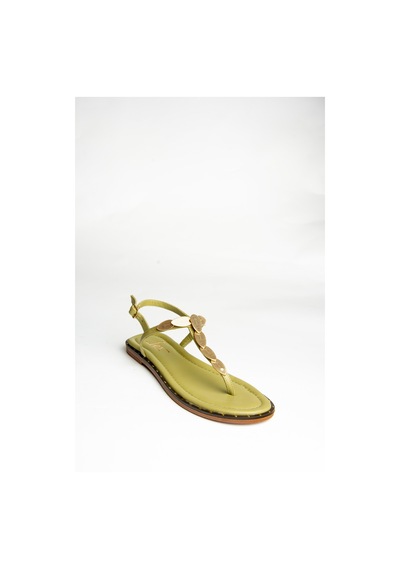Fox Shoes U291240103 Yeşil Hakiki Deri Parmak Arası Sandalet Yeşil