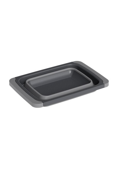 Büyük Boy Katlanır Lavabo Süzgeci, Silikon Akordiyon Meyve Sebze Ayarlanır Süzgeç 6,3 Litre Antrasit