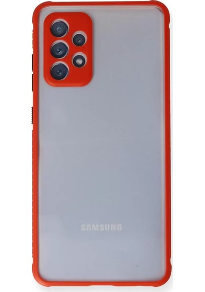 Samsung Uyumlu Galaxy A72 Kılıf Miami Şeffaf Silikon - Kırmızı -
