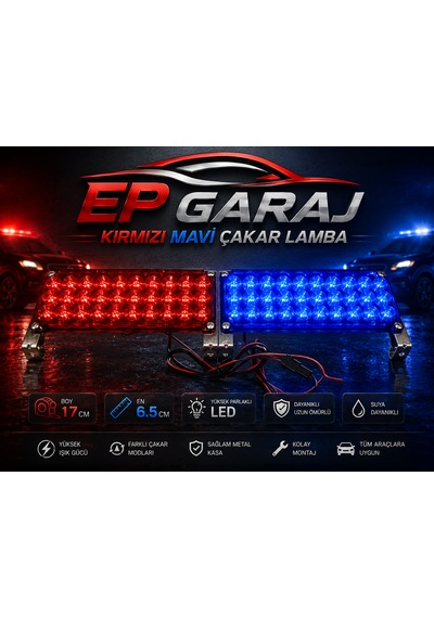 Üniversal Bütün Araçlara Uyumlu Kırmızı Mavi Çakar Lamba Led Set 0