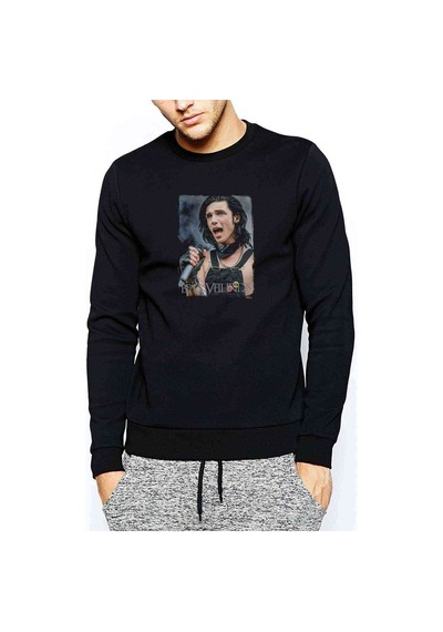 Black Veil Brides Andy Baskılı Siyah Erkek Örme Sweatshirt (528971109)