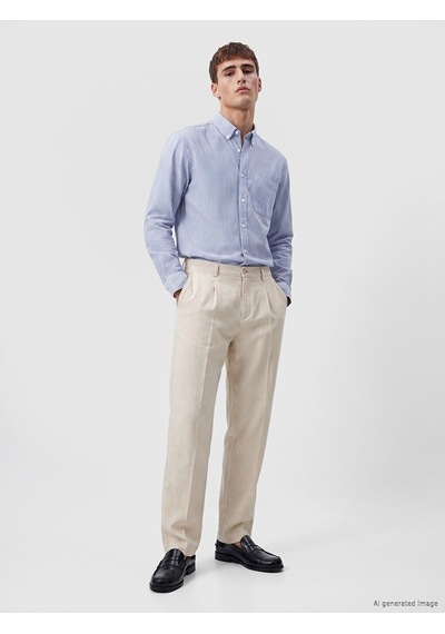 Lcw Vision İndigo Regular Fit Çizgili Erkek Gömlek