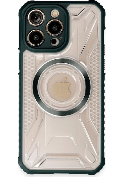 Ilkeshop Newface Apple iPhone Uyumlu 14 Pro Kılıf Prag Magneticsafe Kapak - Koyu Yeşil