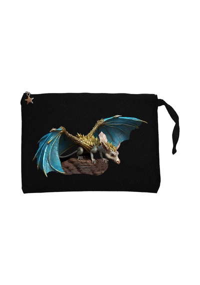 Baby Dragon Siyah Clutch Astarlı Cüzdan / El Çantası
