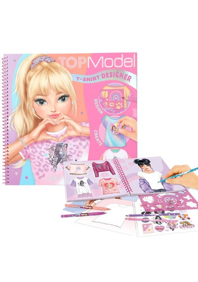 Topmodel By Depesche T-shirt Designer Tişört Tasarım Ve Boyama Kitabı - Şablonlu & Stickerlı