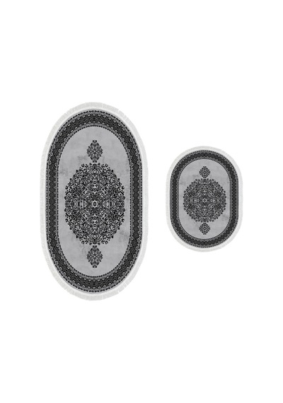 Alanur Trend Kaymaz Taban Oval Saçaklı Dijital Banyo Takımı gri