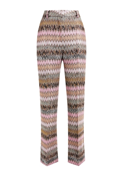 Missoni Zigzag Desenli Lame Viskon Karışımlı Kısa Pantolon Kahverengi