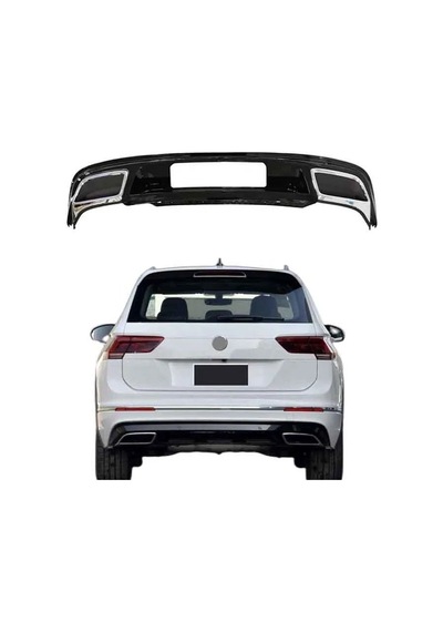 Autogp Vw Tiguan Rline Arka Tampon Difüzör Çift Çıkış 2016+ Pianoblack