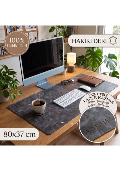 Deri Masa Matı 80 37cm Tn18ef Gri
