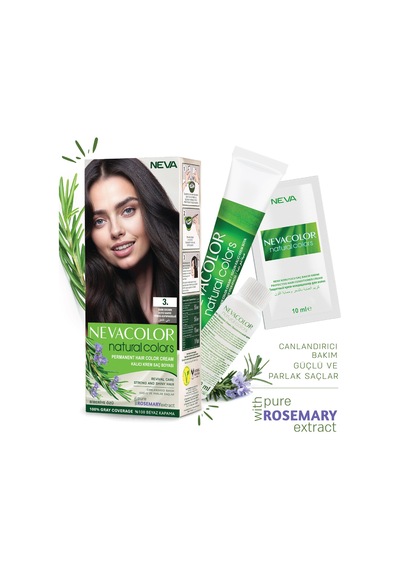 Nevacolor Natural Colors 3. Koyu Kahve - Kalıcı Krem Saç Boyası Seti