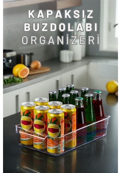 Buzdolabı Dolapiçi Düzenleyici Organizer Kapaksız Tekli Mini Şeffaf