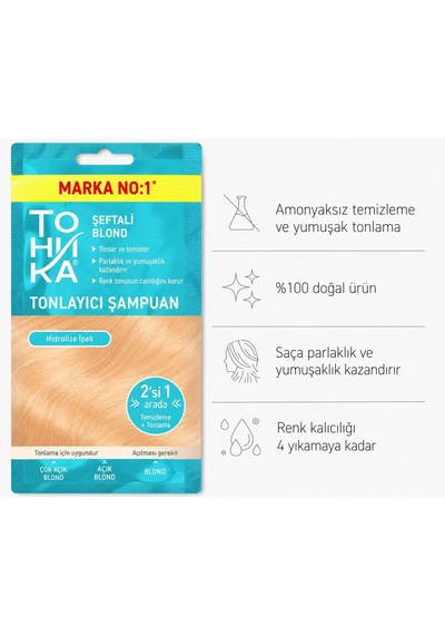 Tonıka Şeftali Blond Renkli Şampuan 25 Ml Açılmış, Açık Sarı Ve Platin Saçlar İçin Sıcak Şeftali Ton Verici Şampuan