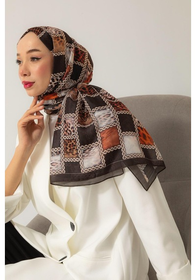 Mimiyum Soft Şal Zincir Leopar Kahve Rengi