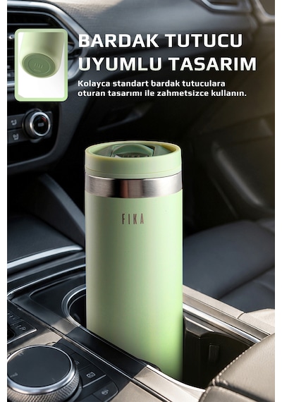 Neoflam Fika Tauko Sızdırmaz Kolay Sökülebilir Temizlenebilir Patentli Kapak Çelik Bardak Termos 470 Ml Mint Yeşili