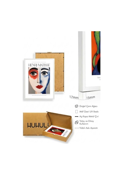 Beyaz Ahşap Çerçeveli Henri Matisse Tablo Seti Huhu538
