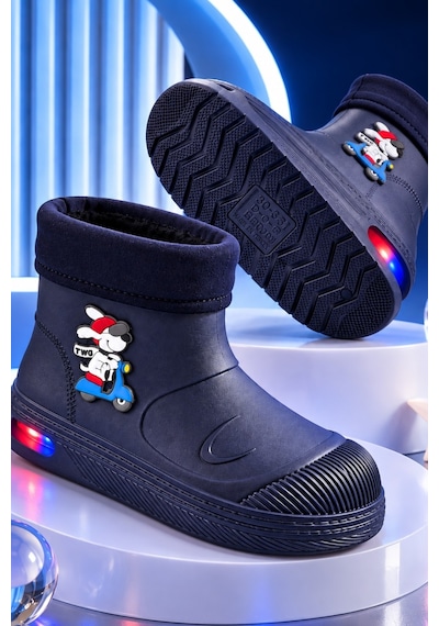 Muggo Muppy Işıklı Kürk Detaylı Unisex Çocuk Günlük Yağmur Ve Kar Botu Lacivert