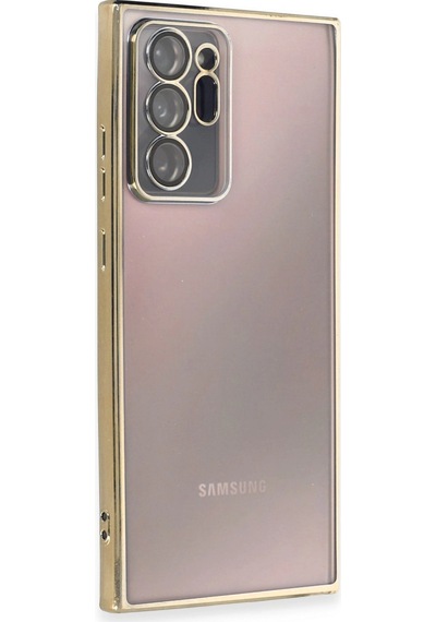 Samsung Uyumlu Galaxy Note 20 Ultra Kılıf Kamera Korumalı Lensli Silikon Altın