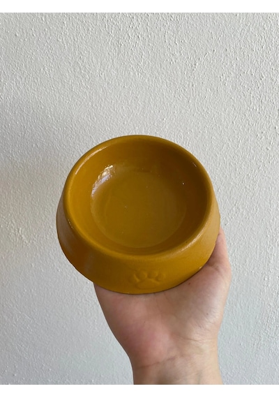 Pati Desen Model Beton Kedi Köpek Mama Ve Su Kabı 13 Cm Çap X 4 Cm - Bronz