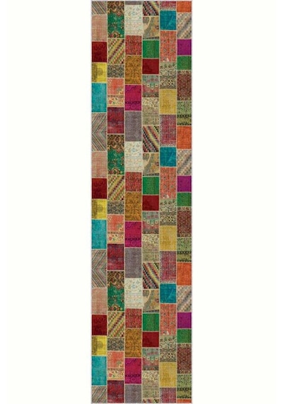 Renkli Kaymaz Patchwork Kesme Rulo Özel Ölçülü Yolluk Ar320n11 Çok Renkli