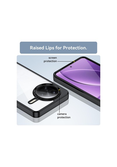 Caseonn Xiaomi Poco F7 Pro Kılıf Kamera Korumalı Darbe Emici Şeffaf Arka Kapak Siyah
