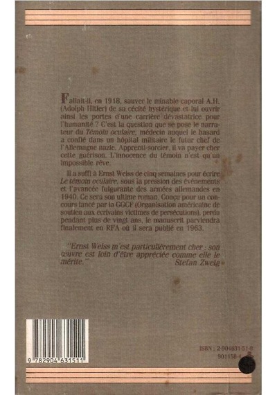 Le Témoin Oculaire - Préface De Jean-michel Palmier Traduit Par Jean Guégan