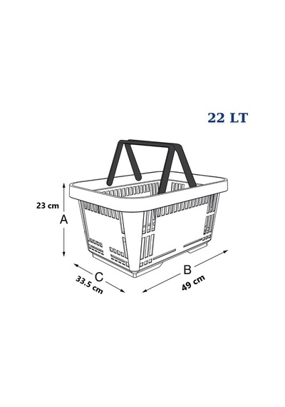 Omnipazar Sy-2260 Çift Saplı Plastik Market Taşıma Sepeti Mavi 6 Adet Mavi