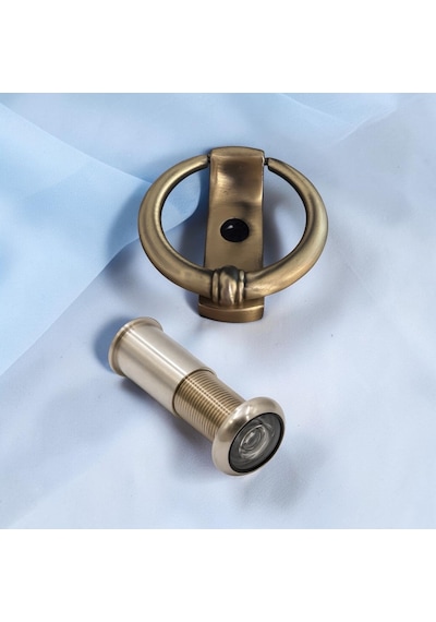 Rivax Mat Antik Sarı Halka Tak Tak Ve Saten Kapı Dürbünü 50x90 Mm