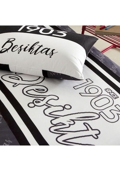 Taç Lisanslı Beşiktaş 1903 Glow Düz Pamuk Nevresim Takımı, Çok Re Çok Renkli