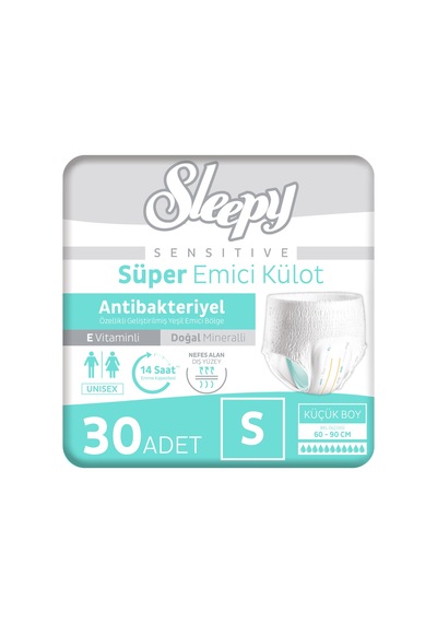 Sleepy Sensitive Antibakteriyel Emici Külot Small 30 Adet