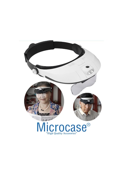 Microcase Mg81001-G Al2322 Gözlük Tipi Işıklı Kafa Büyüteci 5 Farklı Lens