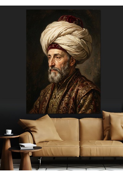 Sarıklı Ve Vakur Osmanlı Sultanı Dekoratif Kanvas - Mdf Ahşap Tablo